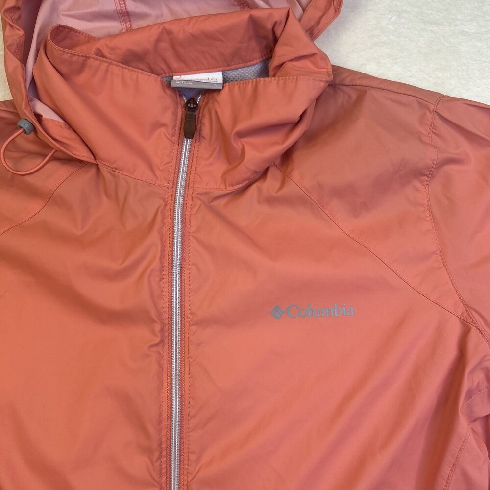 Columbia Womens Windbreaker Size Large Hooded Full Zip Jacket Vented Peach Coral - Picture 3 of 12